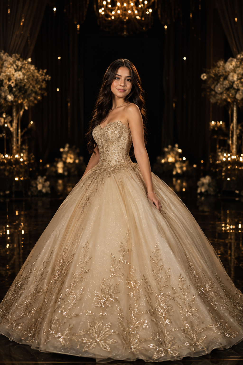 Valentina en un elegante salón de gala