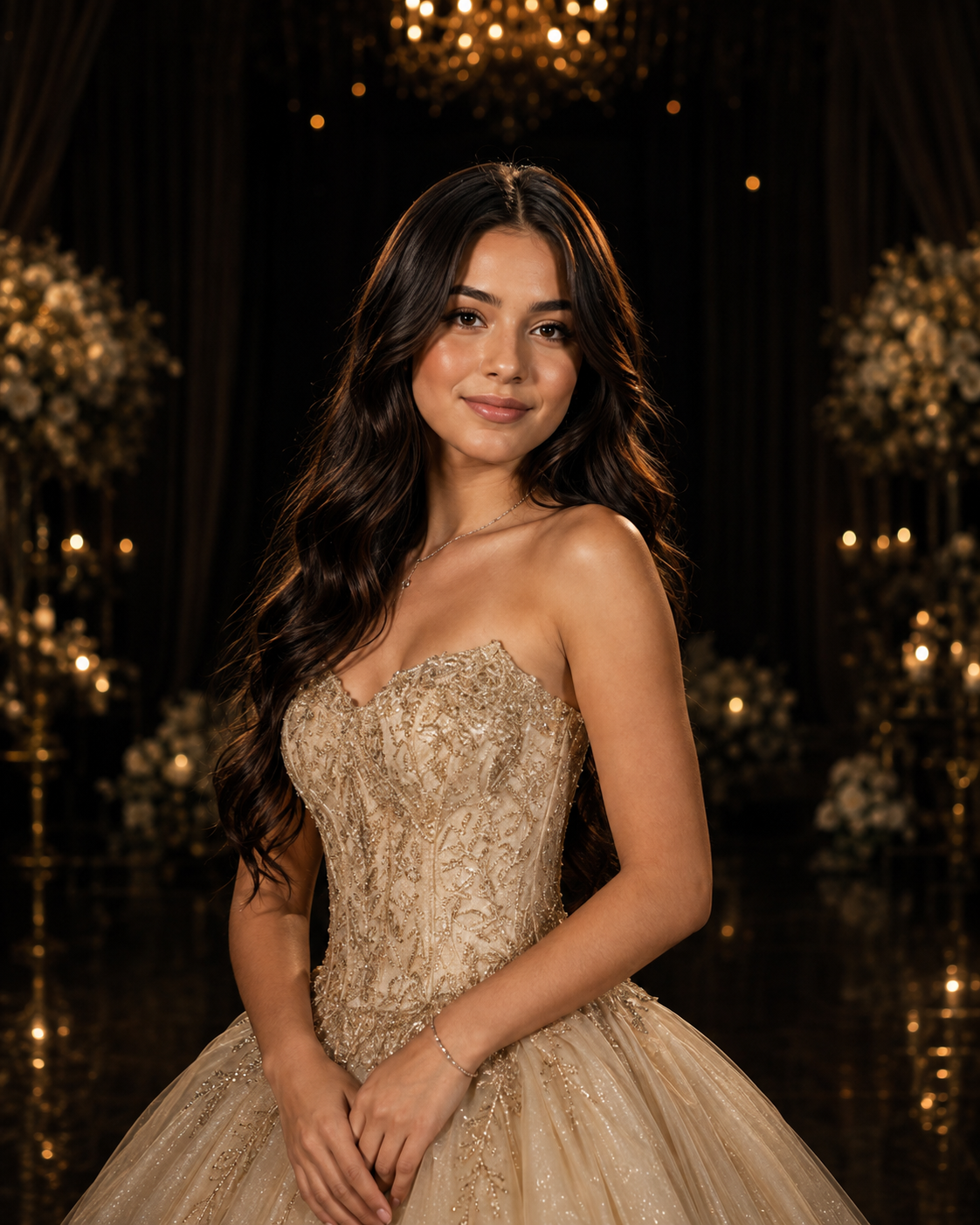 Retrato de Valentina en su vestido de gala